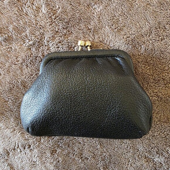DOONEY & BOURKE Black Pebbled Leather Gold Kiss Lock Coin Purse NWT - Picture 10 of 15